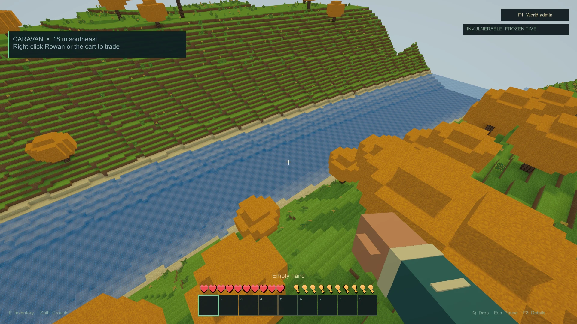 An amber-leaved forest beside a broad river in Hearthwild.